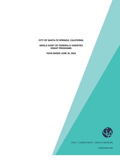 City of Santa Fe Springs ACFR Cover