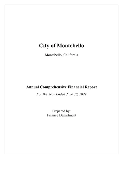 City of Montebello ACFR Cover