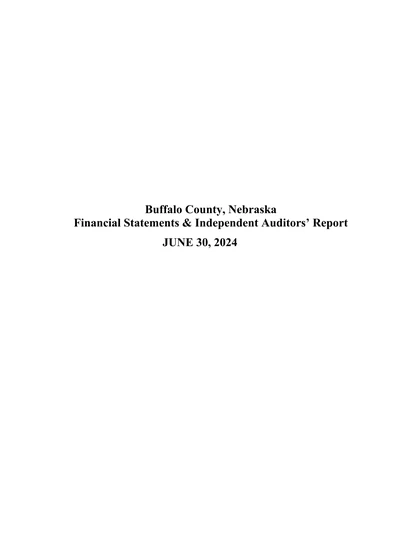 Buffalo County, Nebraska ACFR Cover