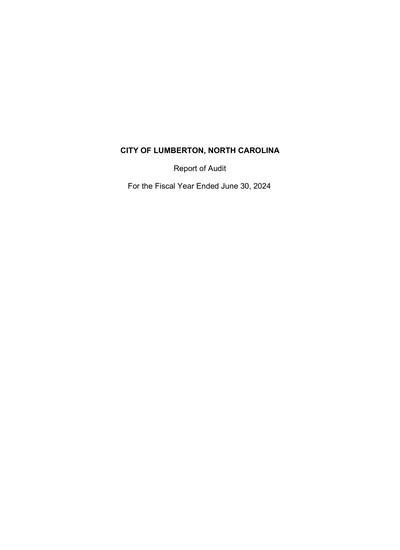 City of Lumberton ACFR Cover