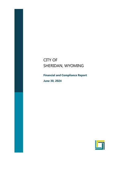 City of Sheridan, Wyoming ACFR Cover