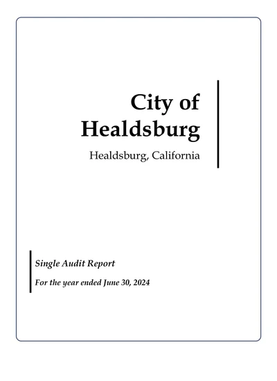 City of Healdsburg ACFR Cover