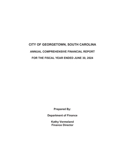 City of Georgetown, South Carolina ACFR Cover