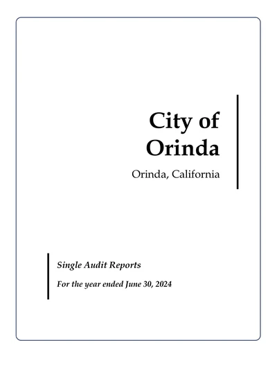 City of Orinda ACFR Cover