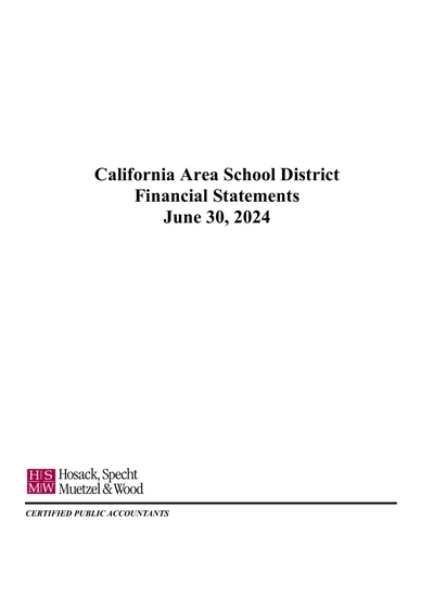 California Area School District ACFR Cover