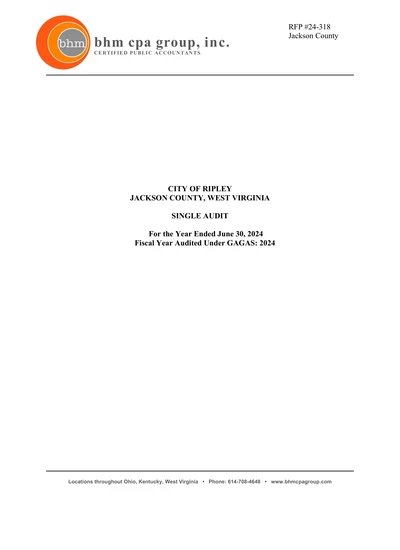 City of Ripley ACFR Cover