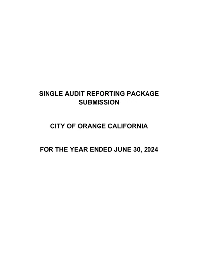 City of Orange ACFR Cover