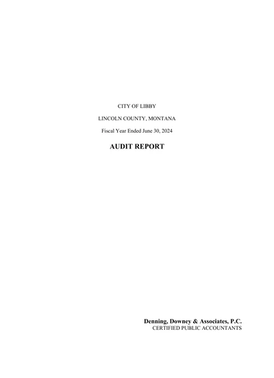 City of Libby ACFR Cover