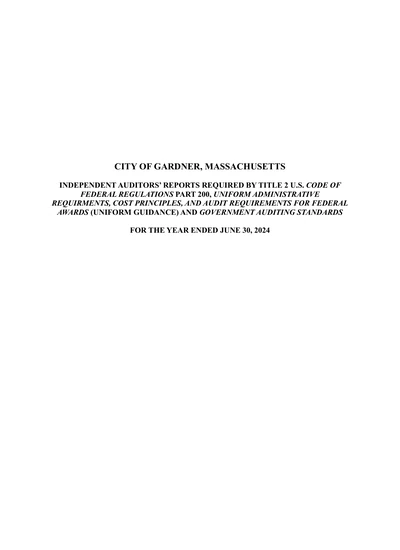 City of Gardner ACFR Cover