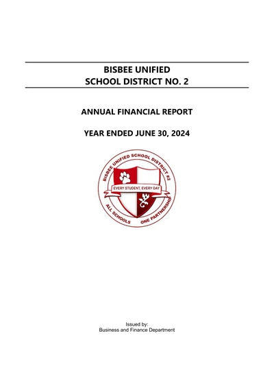 Bisbee Unified School District No. 2 ACFR Cover