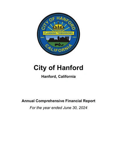 City of Hanford ACFR Cover