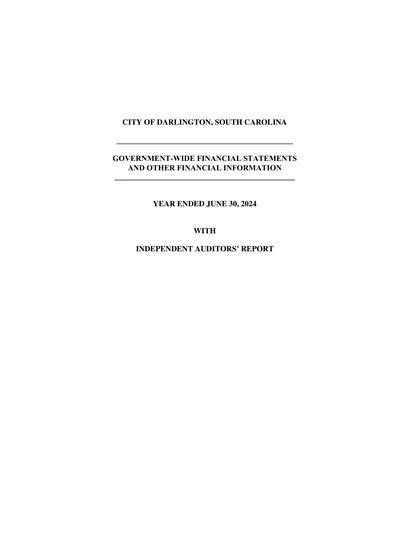 City of Darlington ACFR Cover
