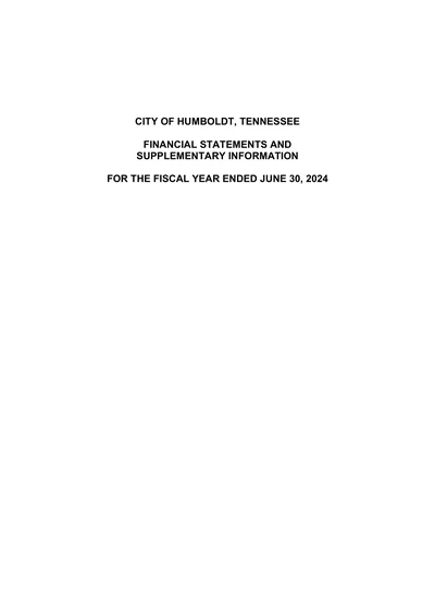 City of Humboldt ACFR Cover