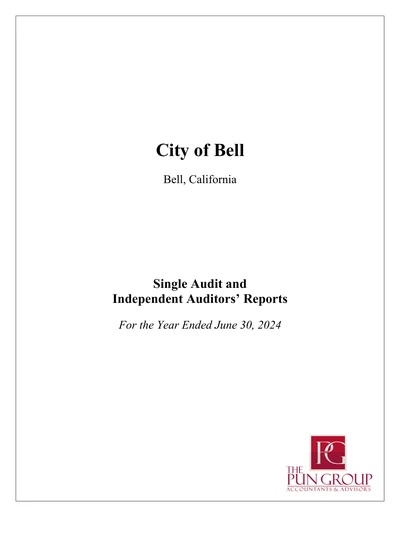 City of Bell, California ACFR Cover