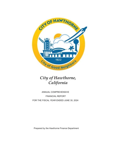 City of Hawthorne ACFR Cover