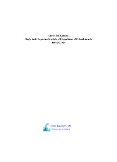 City of Bell Gardens ACFR Cover