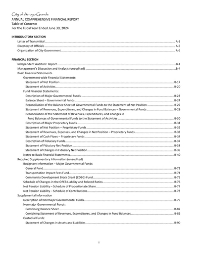 City of Arroyo Grande ACFR Cover