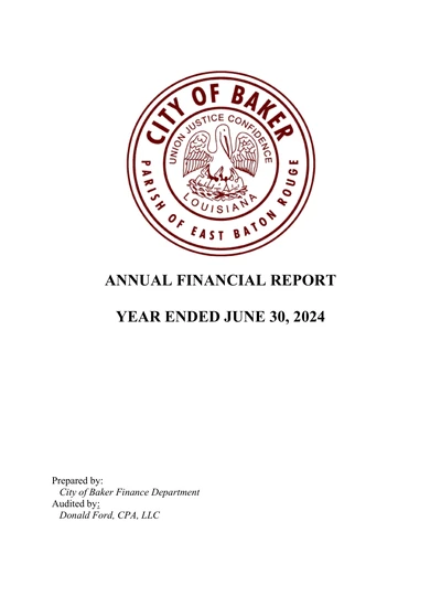 City of Baker ACFR Cover