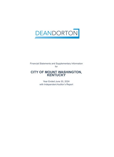 City of Mt. Washington ACFR Cover