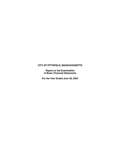 City of Pittsfield, Massachusetts ACFR Cover