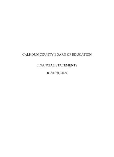 Calhoun County Board of Education ACFR Cover