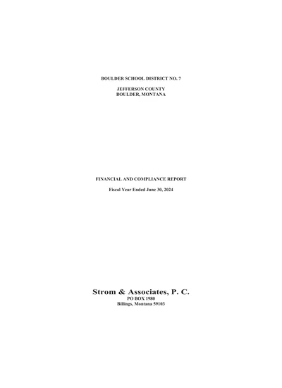 Boulder School District No. 7 ACFR Cover