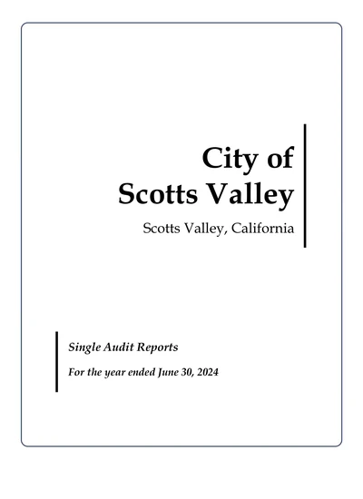 City of Scotts Valley ACFR Cover