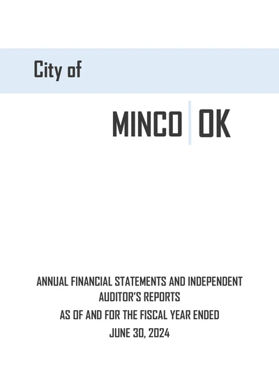 City of Minco, Oklahoma ACFR Cover