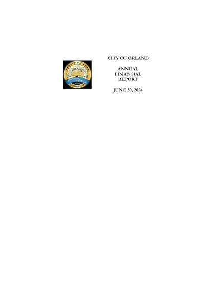 City of Orland ACFR Cover