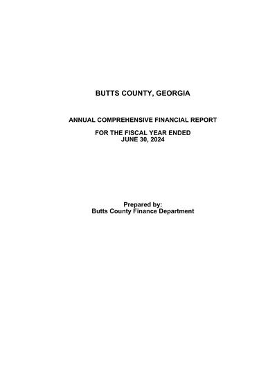 Butts County Board of Commissioners ACFR Cover