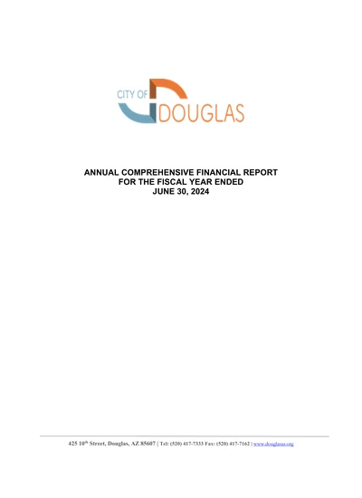 City of Douglas ACFR Cover