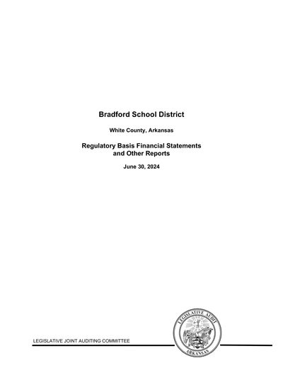 Bradford School District ACFR Cover