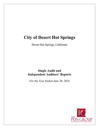 City of Desert Hot Springs ACFR Cover