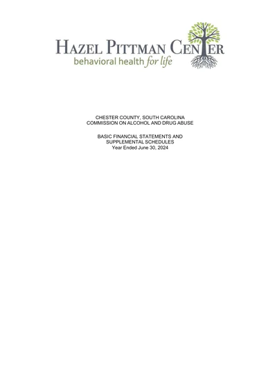 Chester County Commission on Alcohol and Drug Abuse ACFR Cover