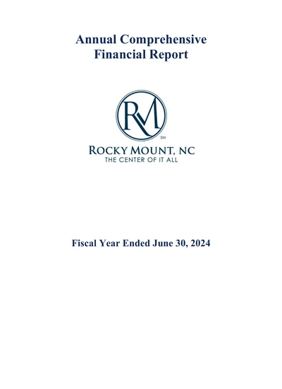City of Rocky Mount, North Carolina ACFR Cover