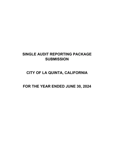 City of La Quinta ACFR Cover