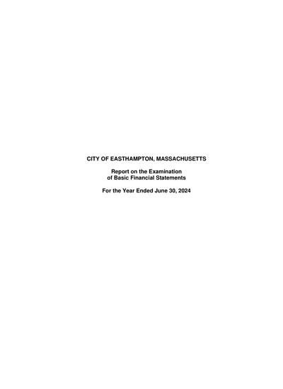 City of Easthampton, Massachusetts ACFR Cover