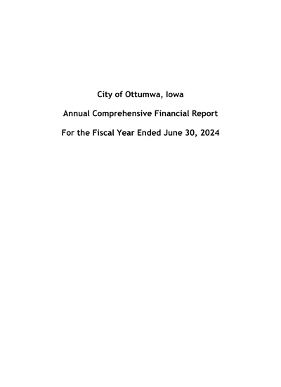 City of Ottumwa ACFR Cover