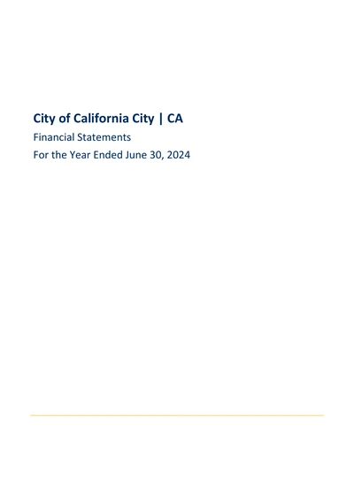 City of California City ACFR Cover