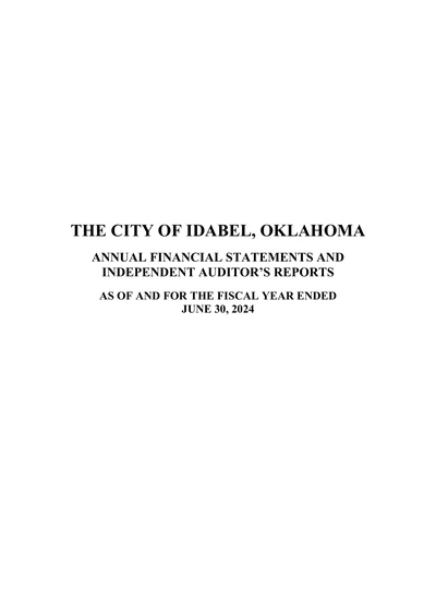 City of Idabel ACFR Cover
