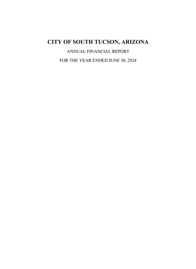 City of South Tucson ACFR Cover