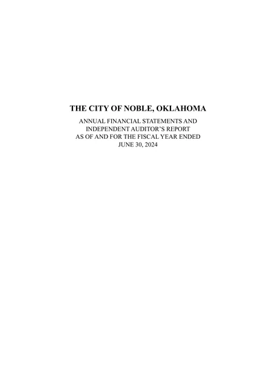 City of Noble ACFR Cover