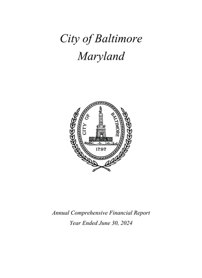 City of Baltimore, Maryland ACFR Cover