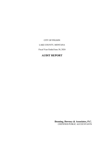 City of Polson ACFR Cover