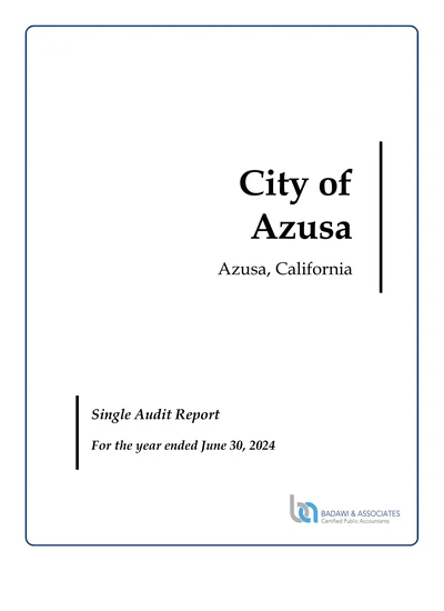 City of Azusa ACFR Cover