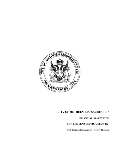 City of Methuen ACFR Cover