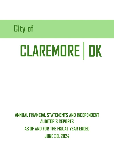 City of Claremore ACFR Cover