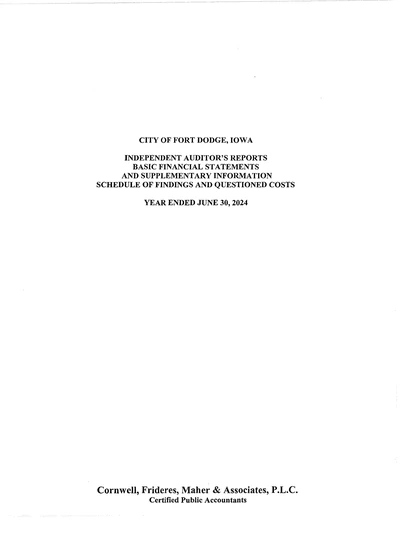 City of Fort Dodge ACFR Cover