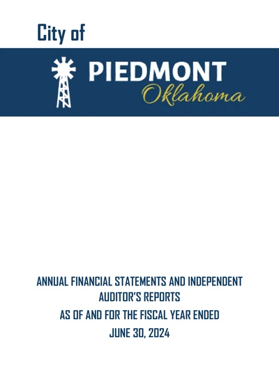City of Piedmont ACFR Cover