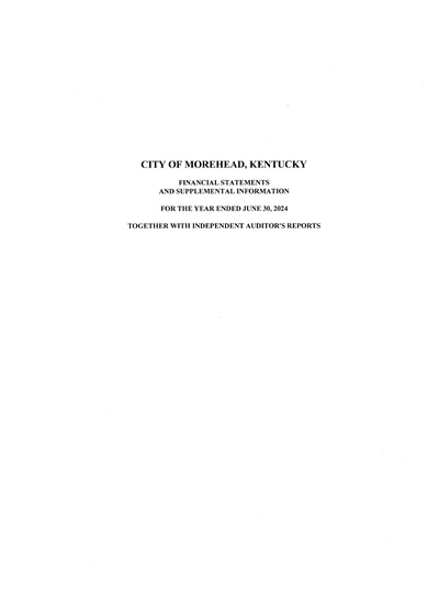 City of Morehead ACFR Cover